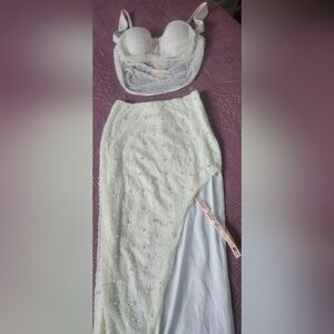 Elegant Ivory Two-Piece Skirt Set Read Description Pls!!!!